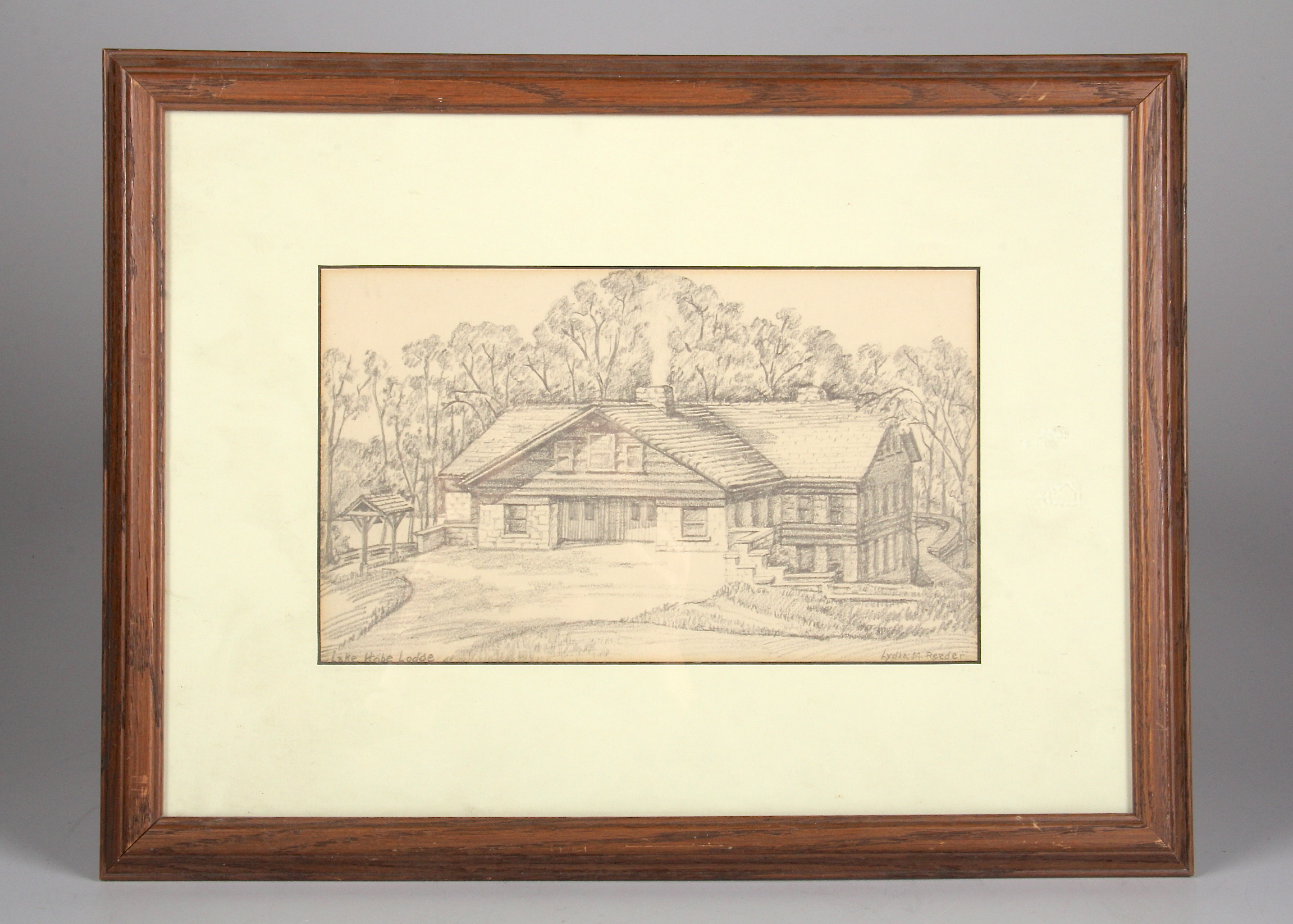 Lydia M. Reeder Drawing, "Lake Hope Lodge"