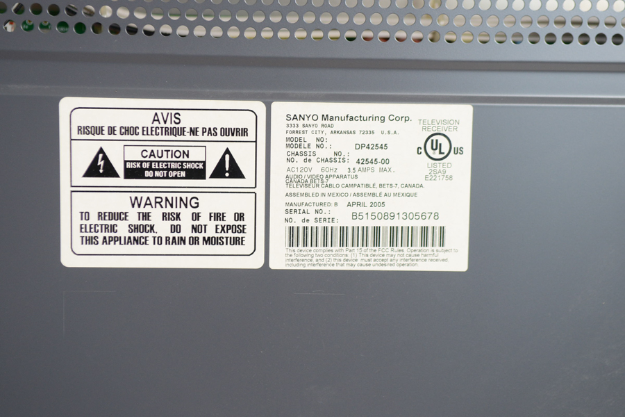 42" Sanyo Vizon Flat Panel Television with Wall Mount