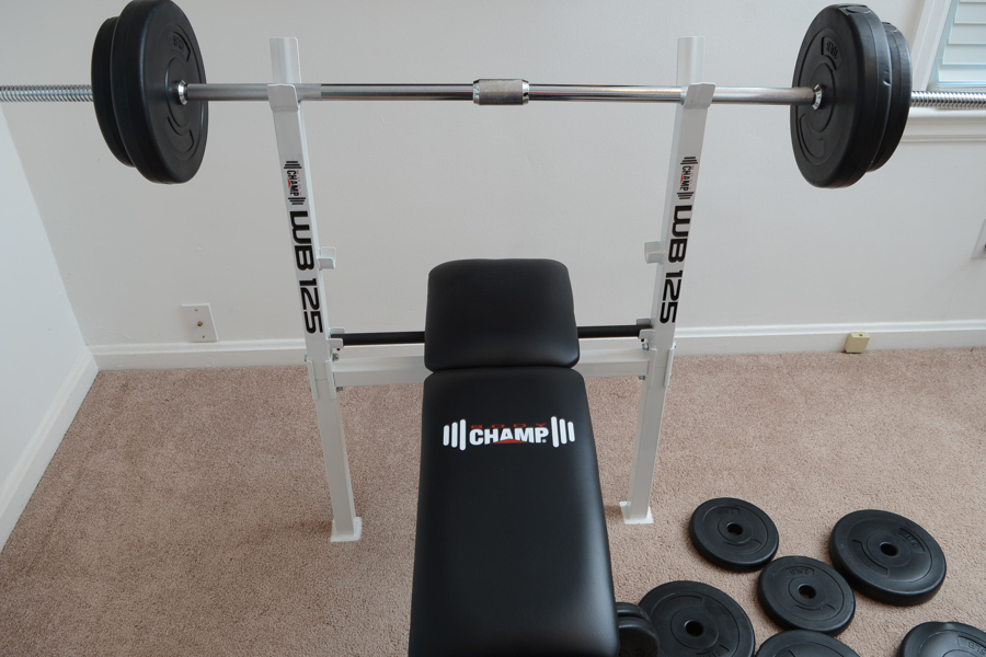Body Champ WB125 Pro-Spirit Free Weight Bench and Weights