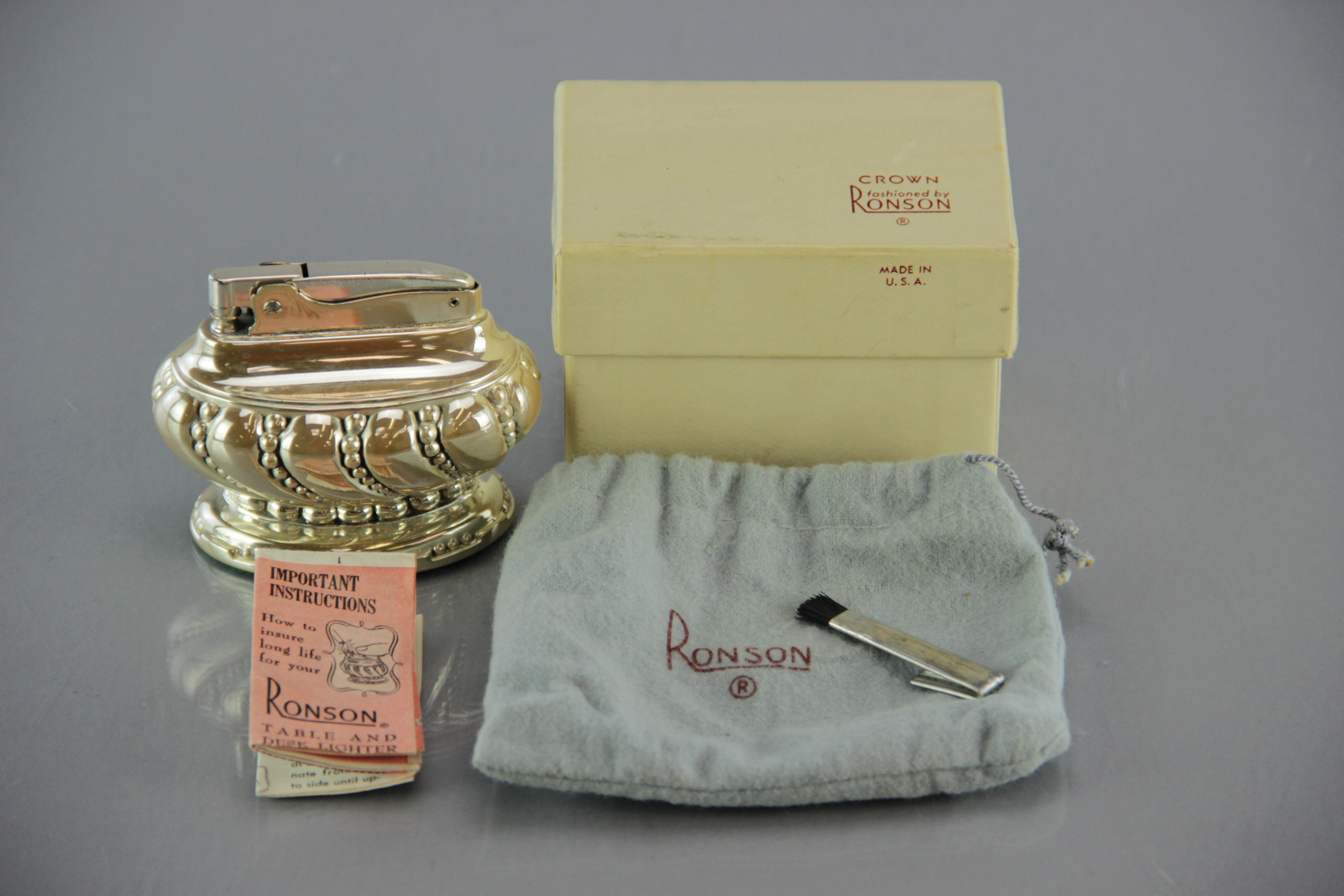 Ronson Crown Silver Table Lighter