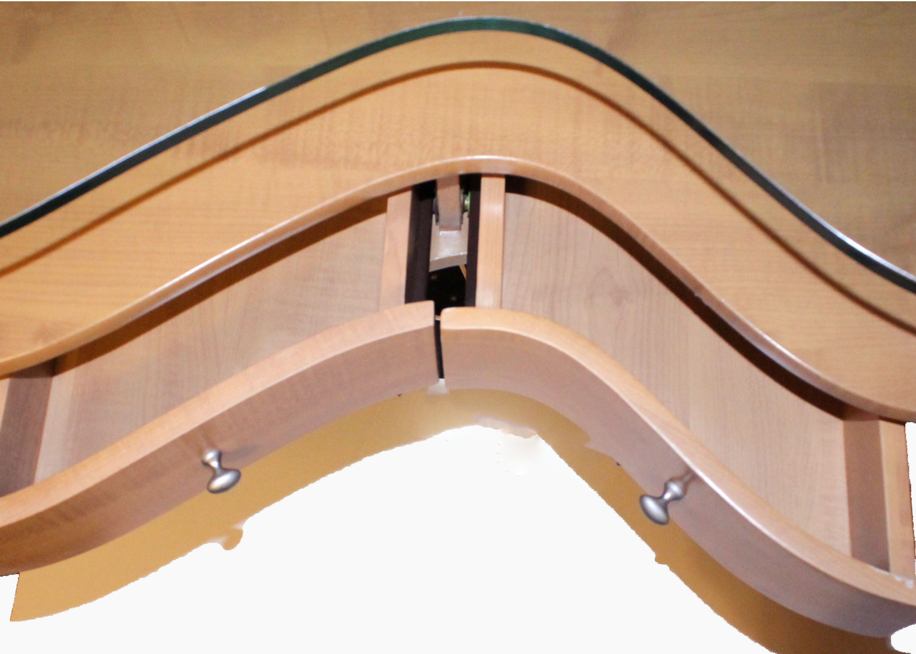 Mid Century Modern Style Half Kidney Shaped Glass Top Table