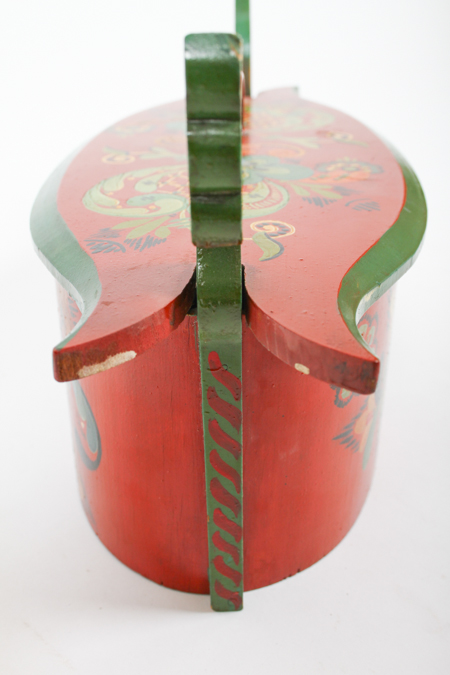 Antique Scandinavian Hand-Painted Bent Wood Box