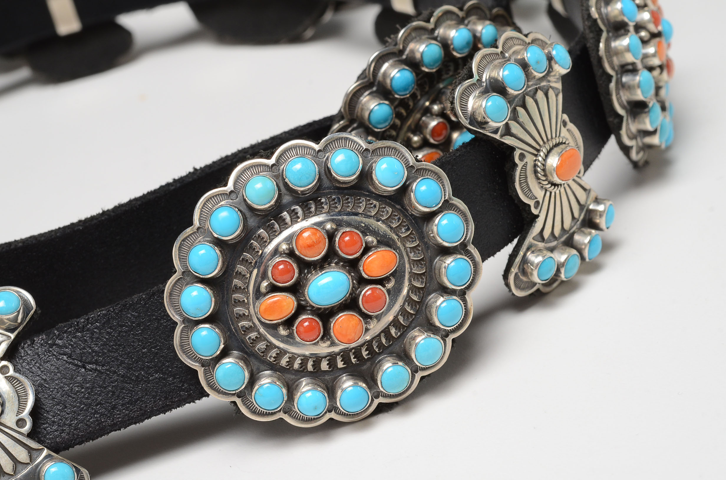 Exquisite Andy Cadman Navajo Sterling Multi-Stone Concho Belt