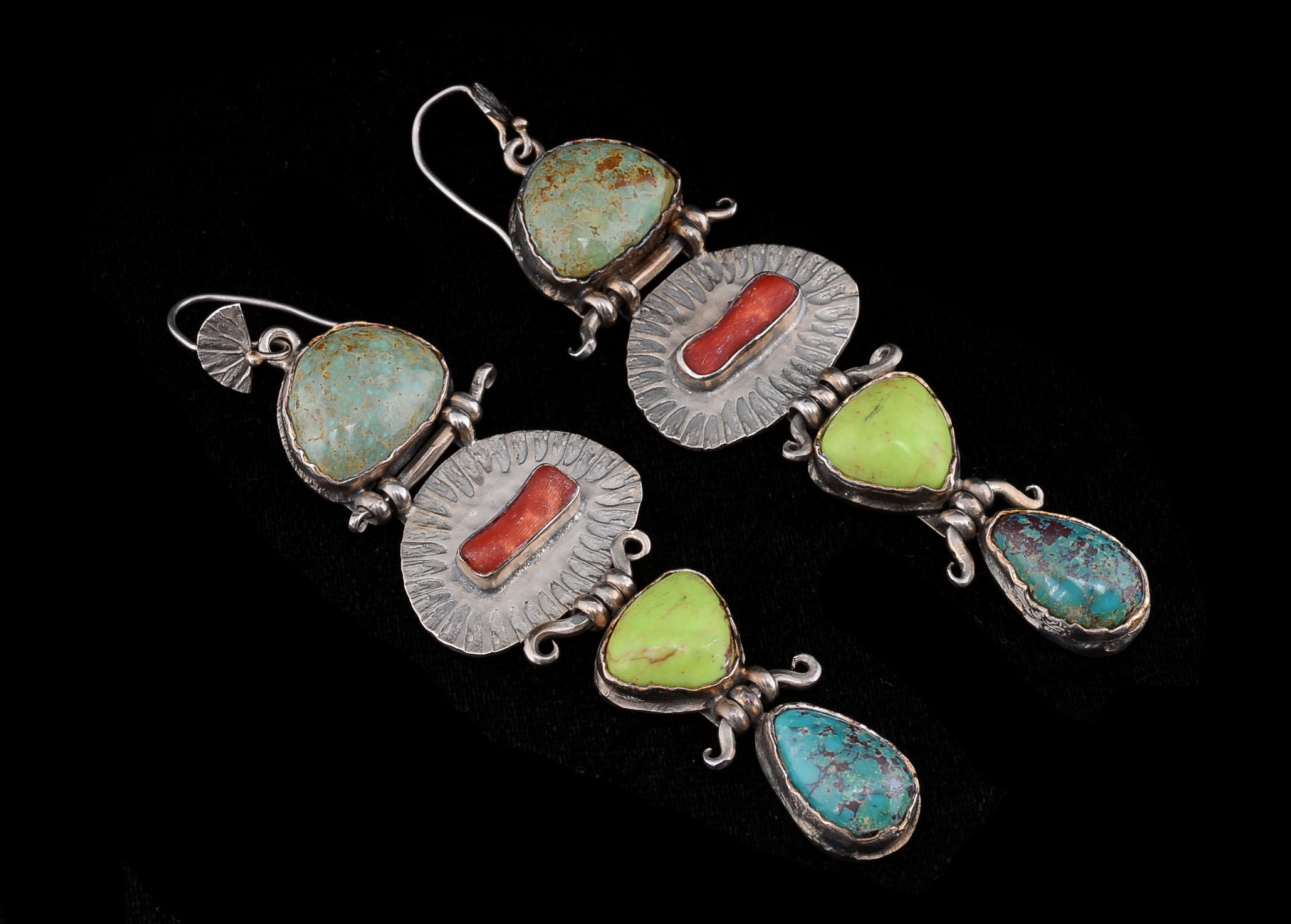 David Troutman Southwest Designer Sterling Turquoise Earrings