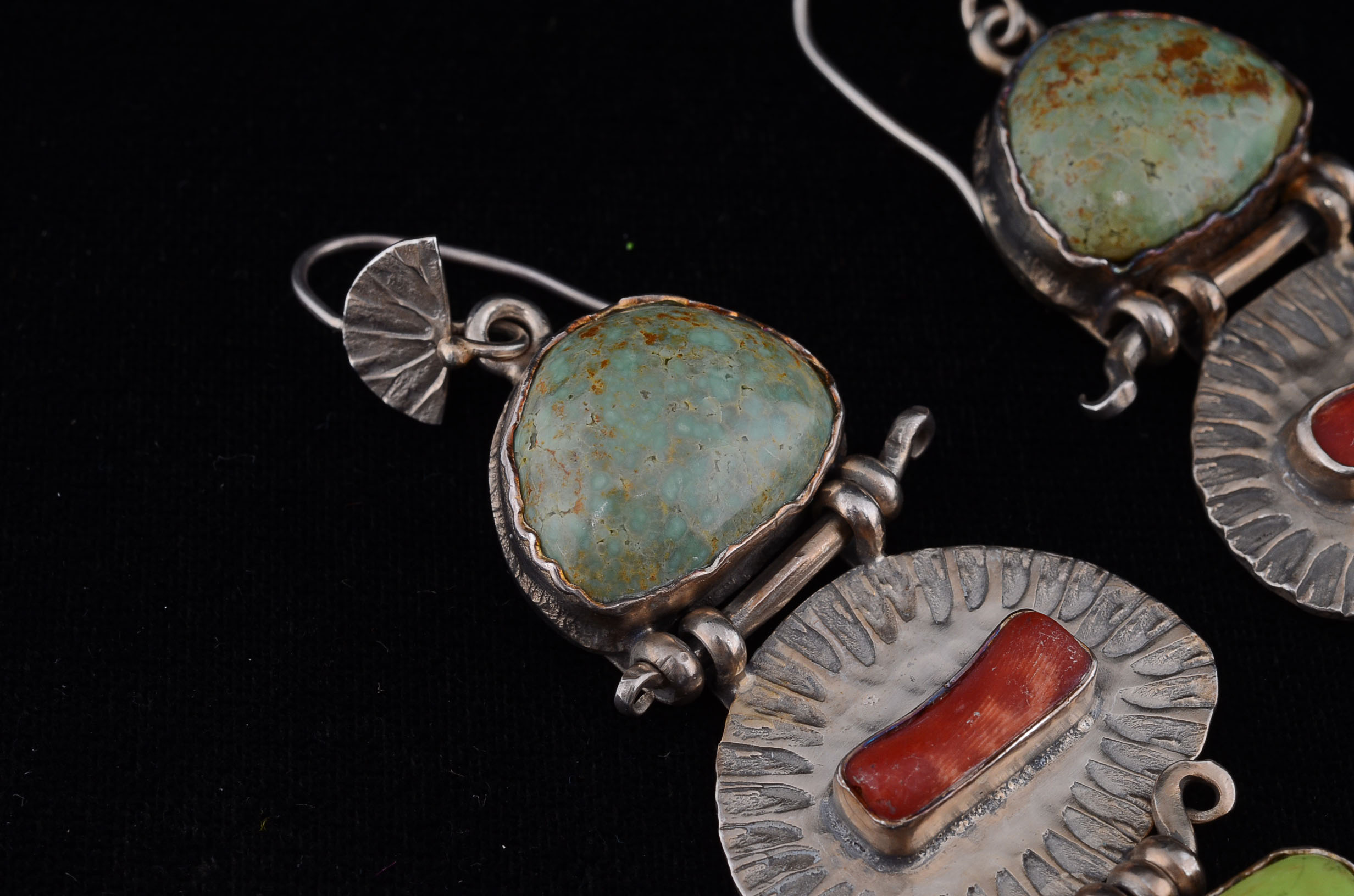 David Troutman Southwest Designer Sterling Turquoise Earrings