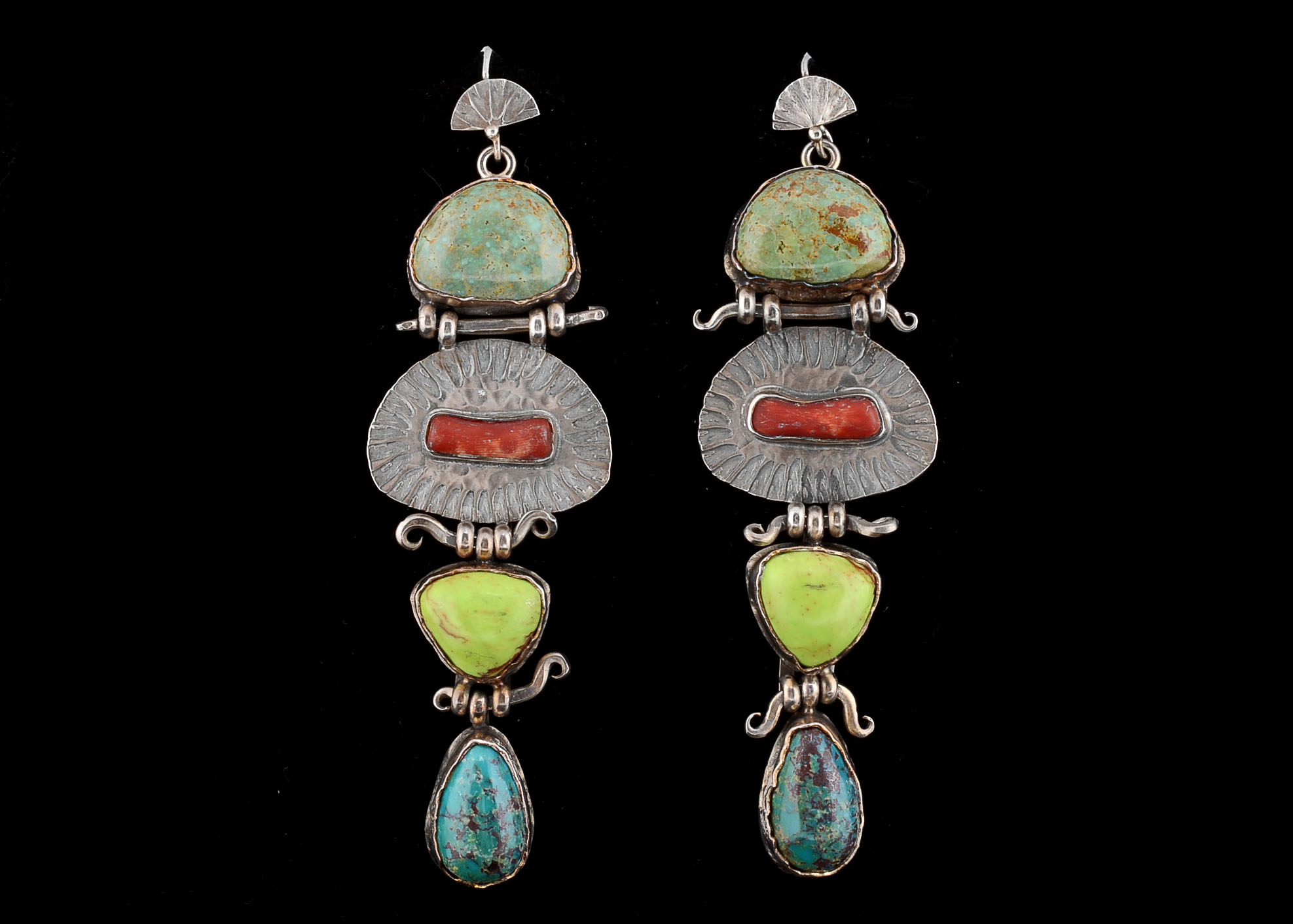 David Troutman Southwest Designer Sterling Turquoise Earrings