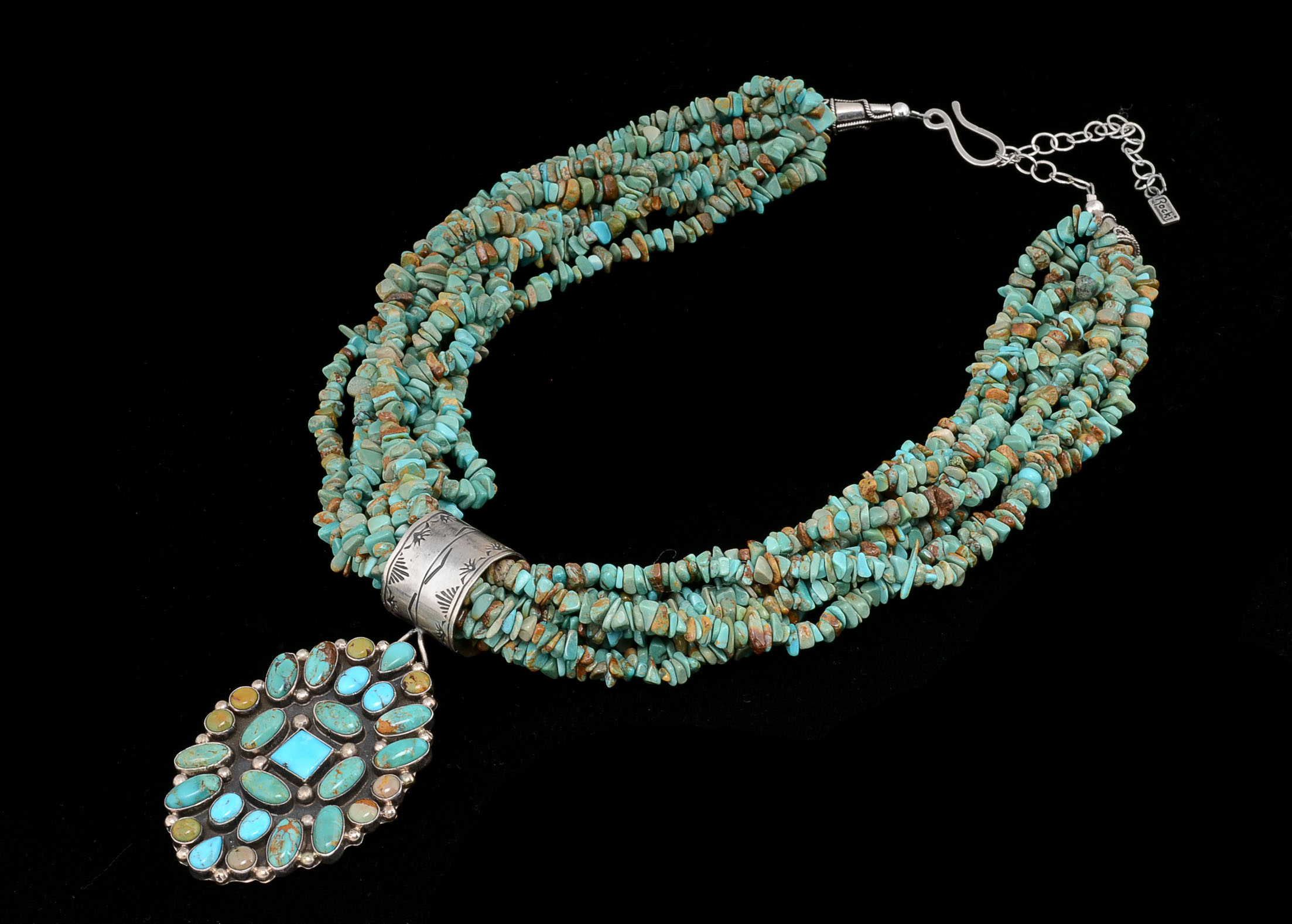 Rocki Gorman Santa Fe Designer Turquoise and Sterling Necklace