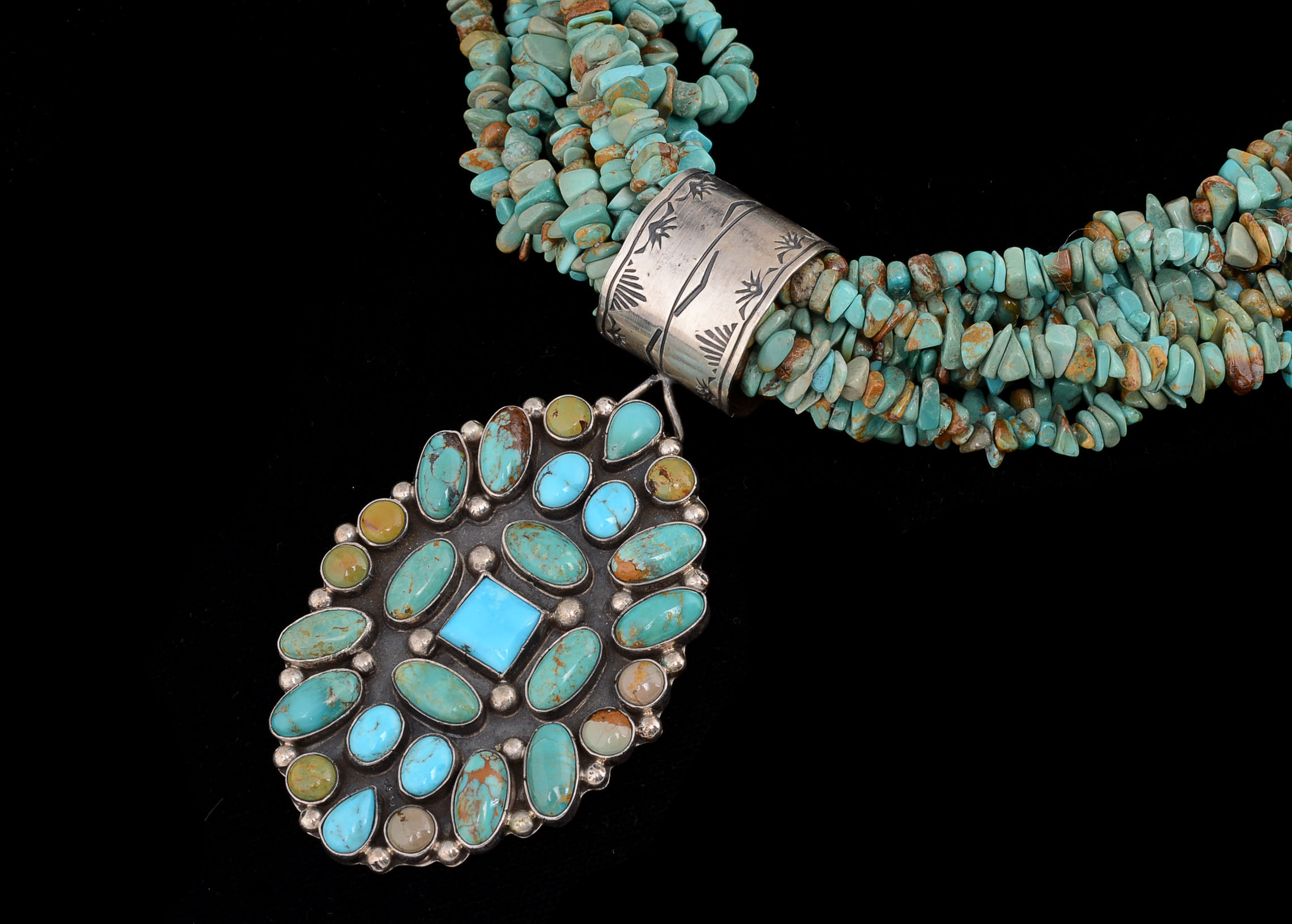 Rocki Gorman Santa Fe Designer Turquoise and Sterling Necklace