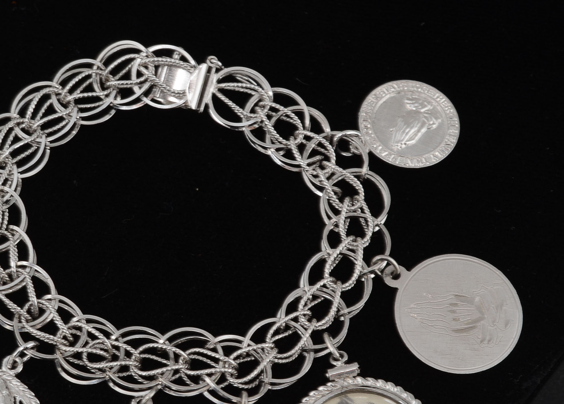 Sterling and Silver Tone Metal Charm Bracelet