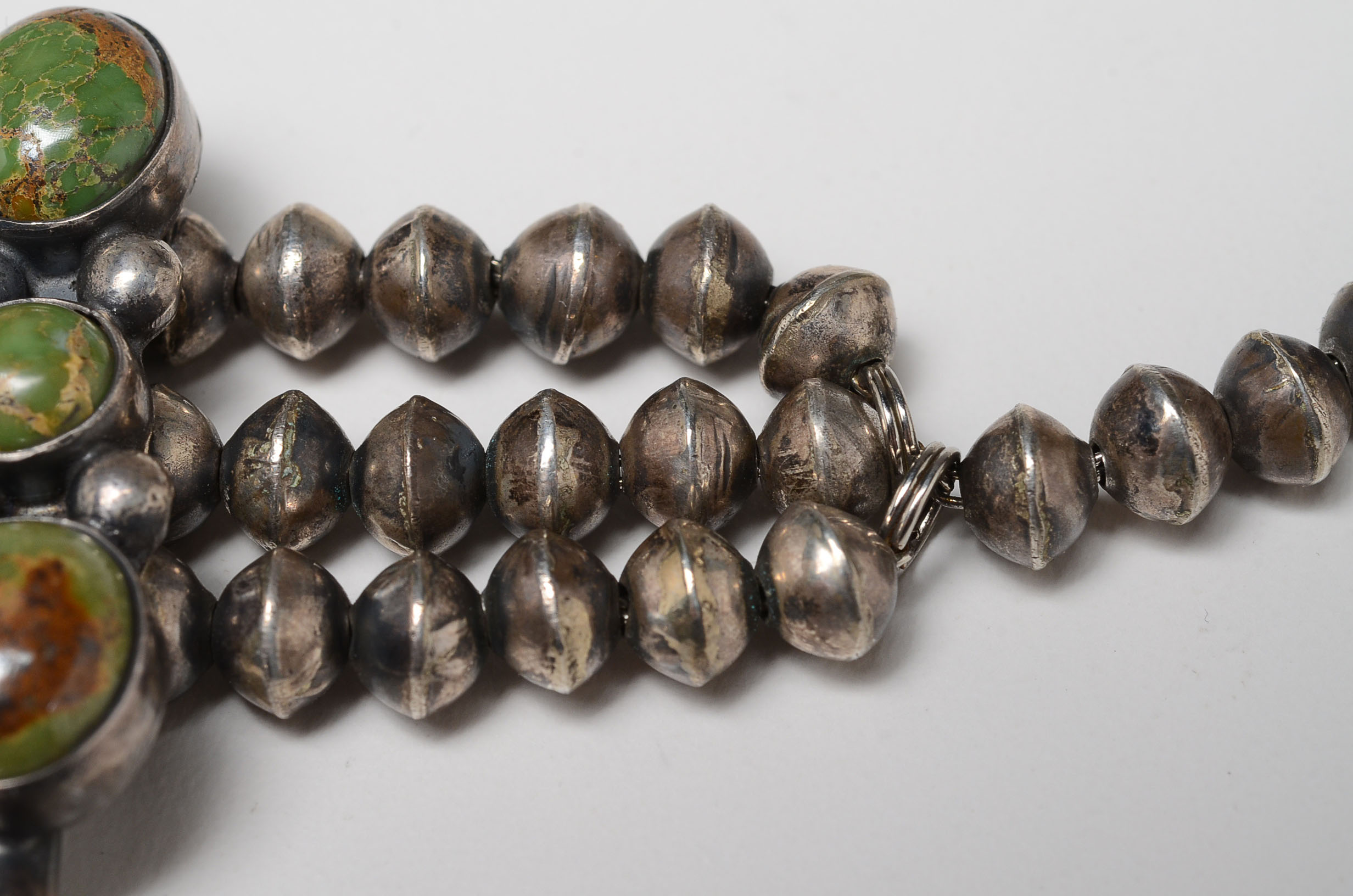 Mike Platero Navajo Squash Blossom Sterling Turquoise Necklace