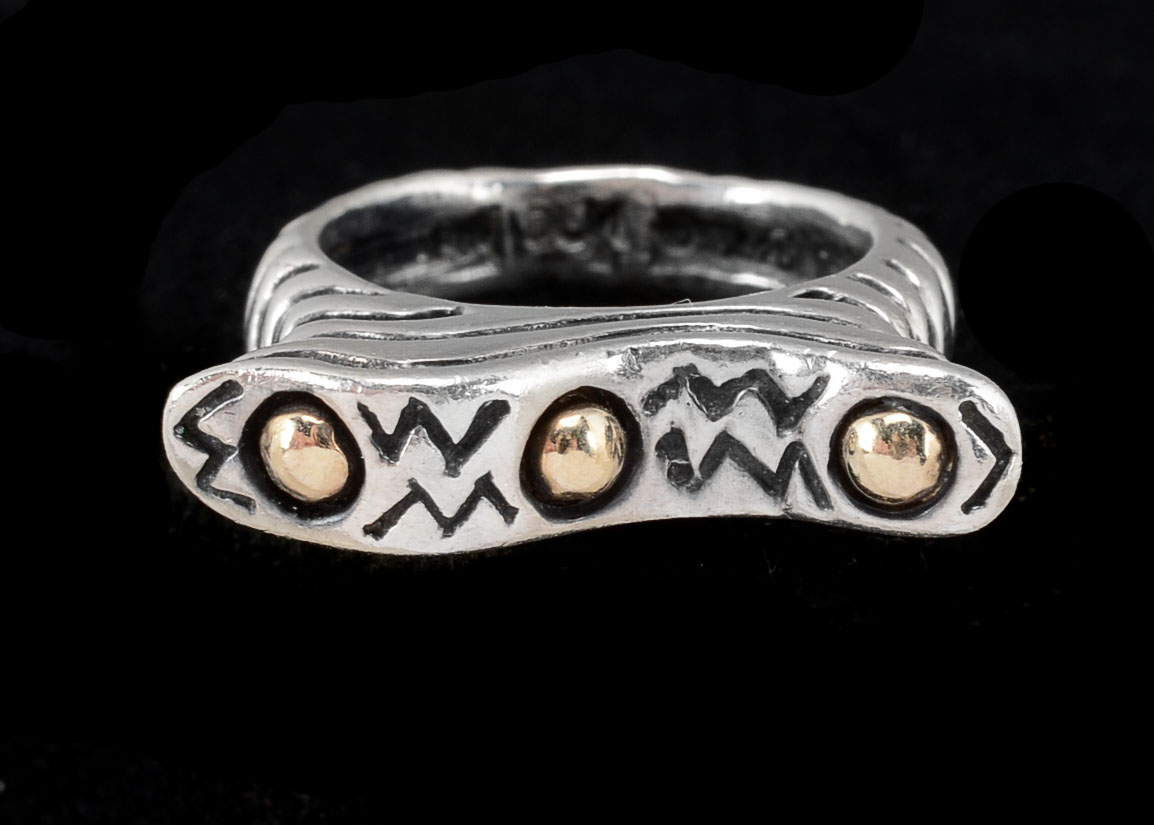 Diane Malouf 925 Sterling Silver and 14K Ring
