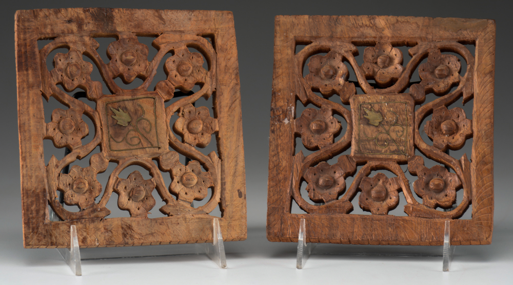 Four Hand-Carved Vintage Wooden Trivets