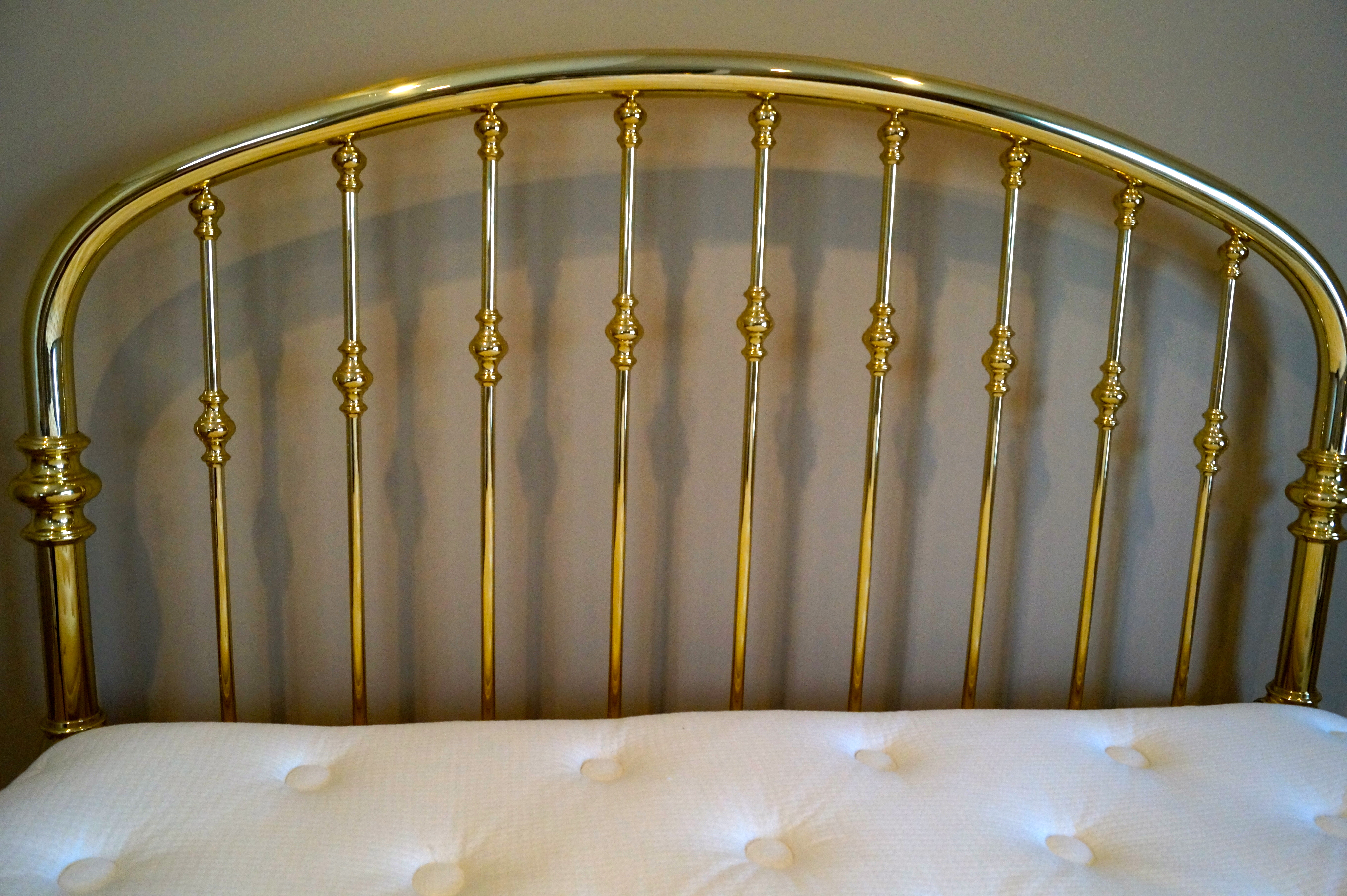 Charles P. Rogers Queen Size Brass 'Rainbow' Bed with Mattress