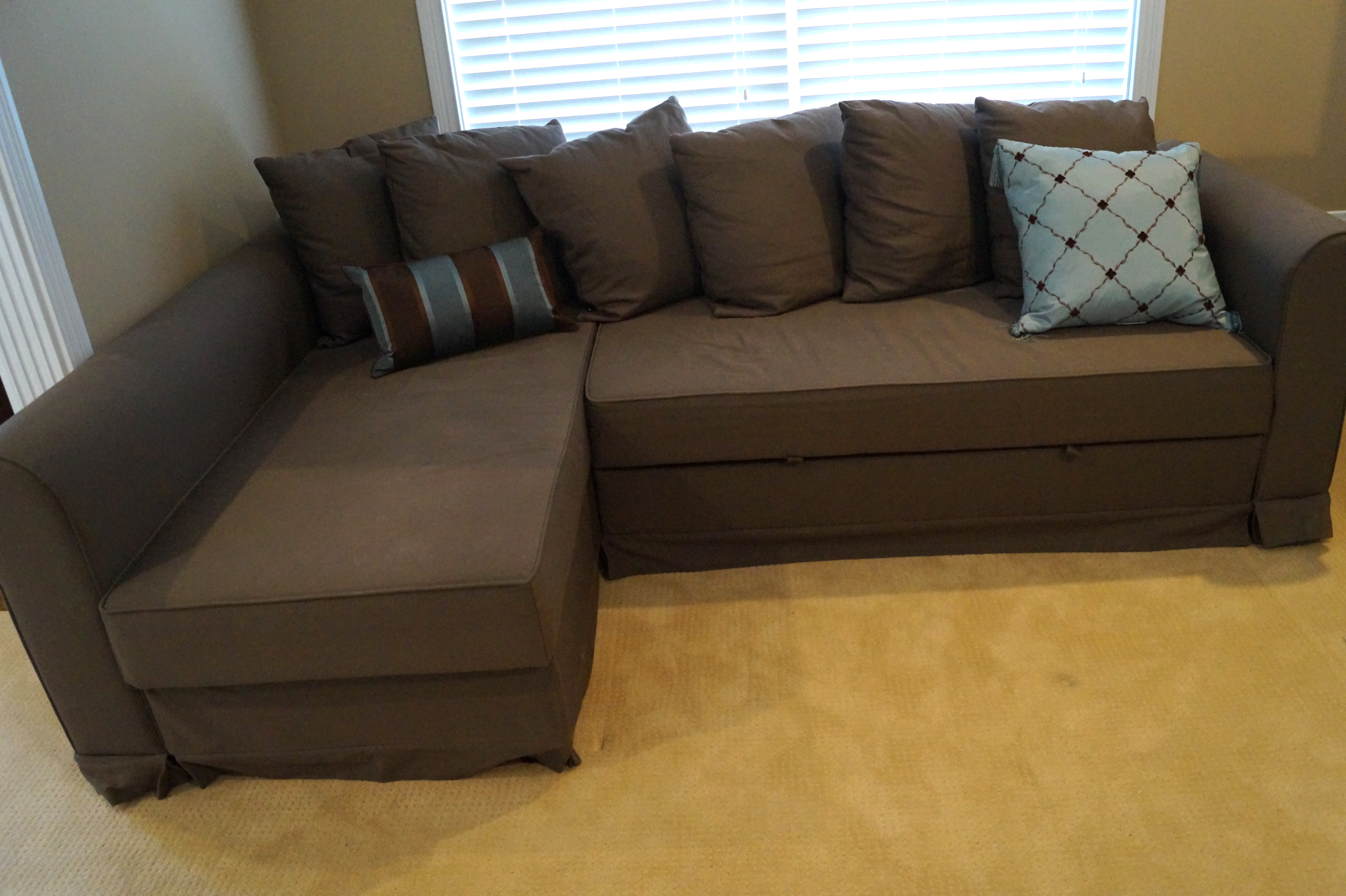 IKEA Moheda Corner Storage Sofa-Bed with Pull-Out Ottoman