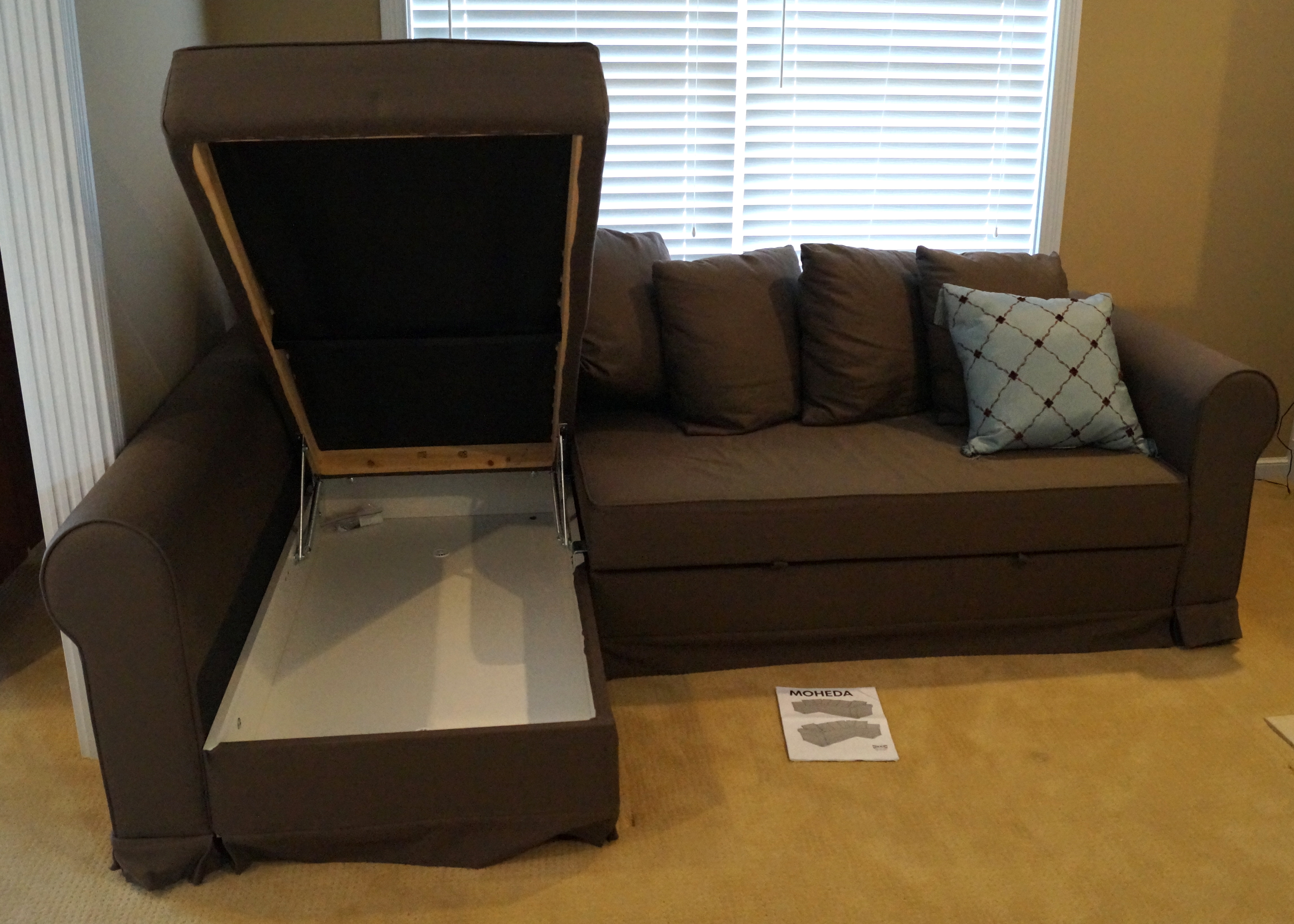 IKEA Moheda Corner Storage Sofa-Bed with Pull-Out Ottoman