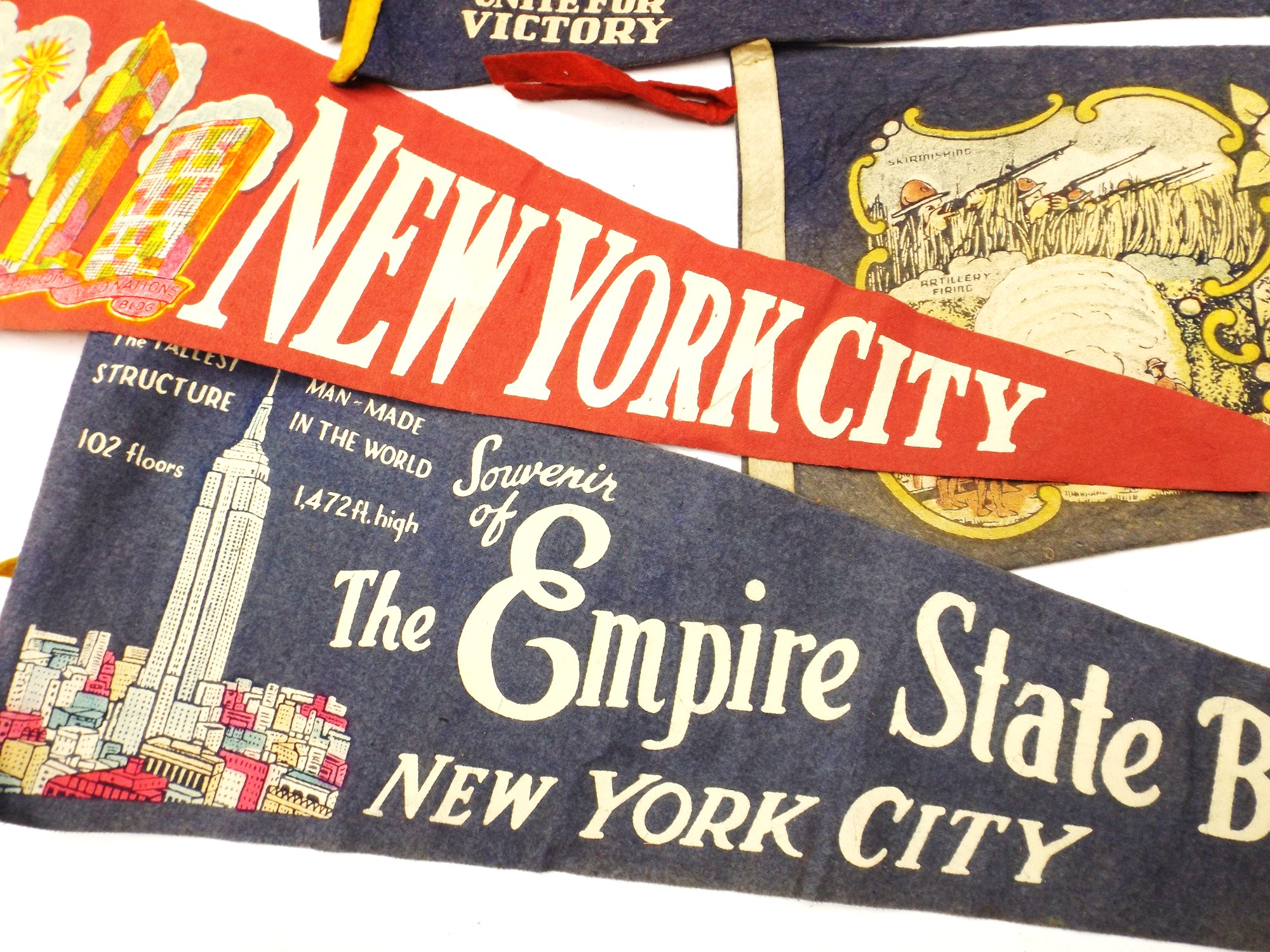 WWII Navy Hats, Vintage Metal Toy Soldiers and Felt Pennants