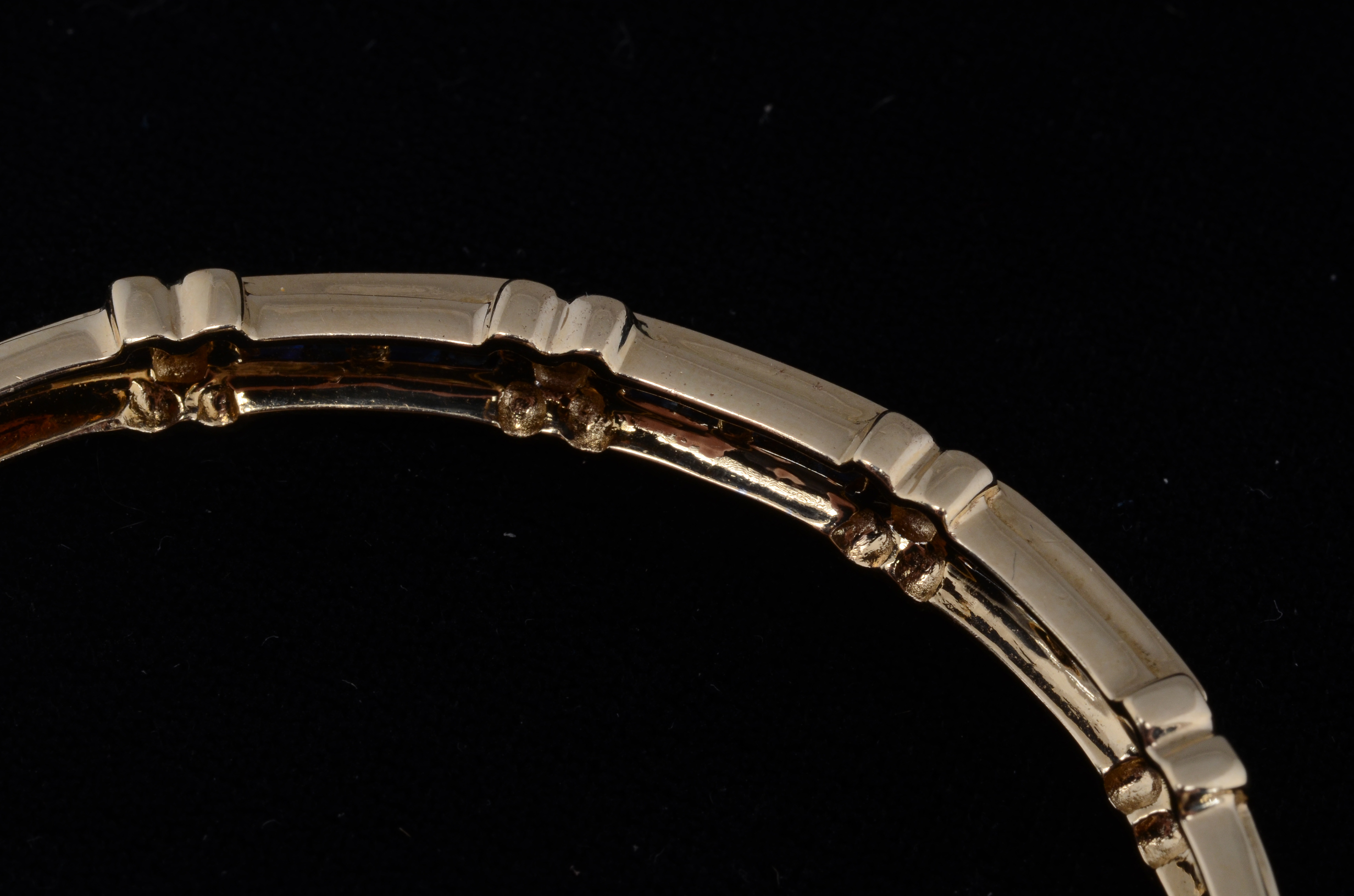 14K Yellow Gold Diamond and Sapphire Bangle Bracelet