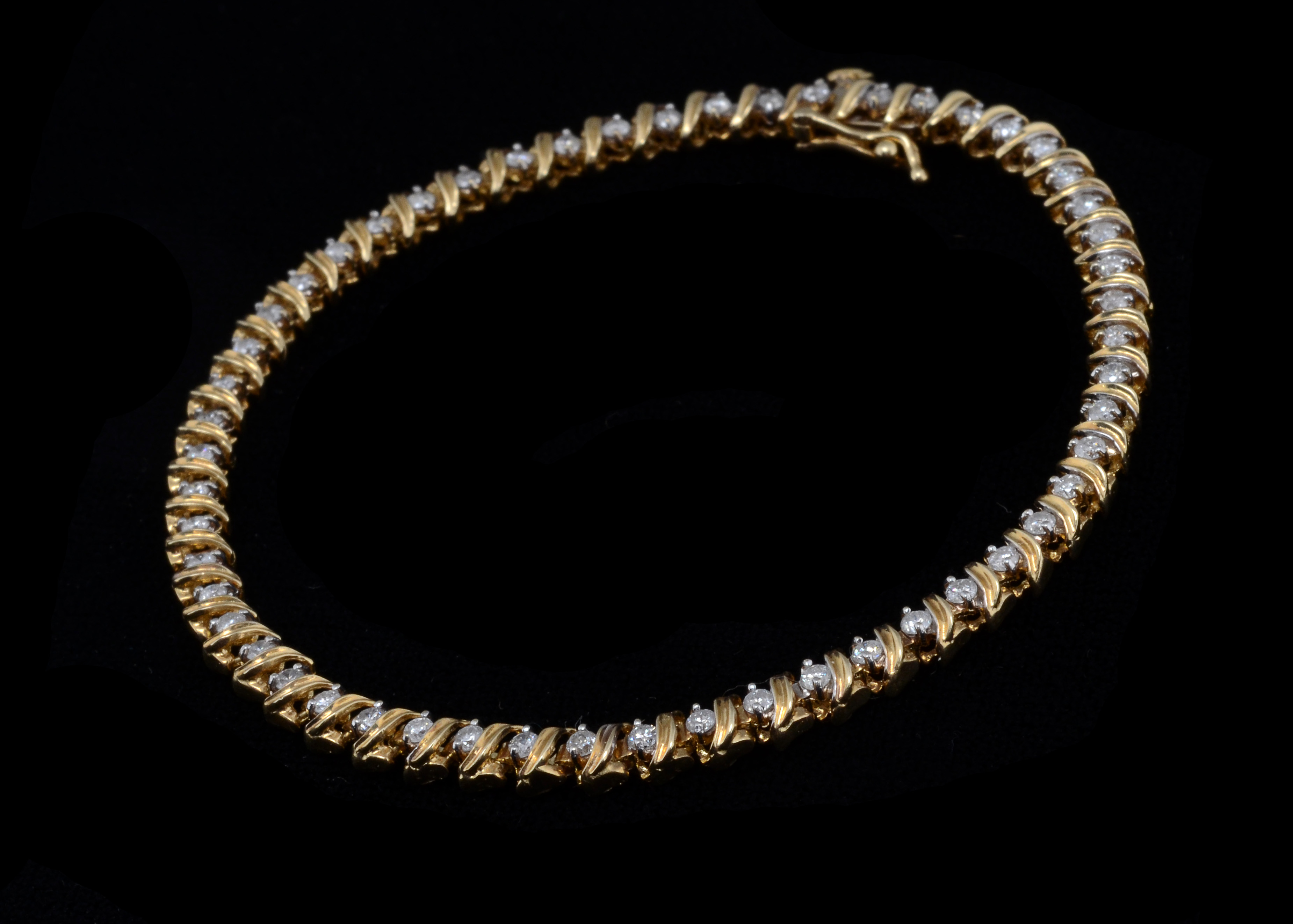 14K Yellow Gold and Diamond Bracelet