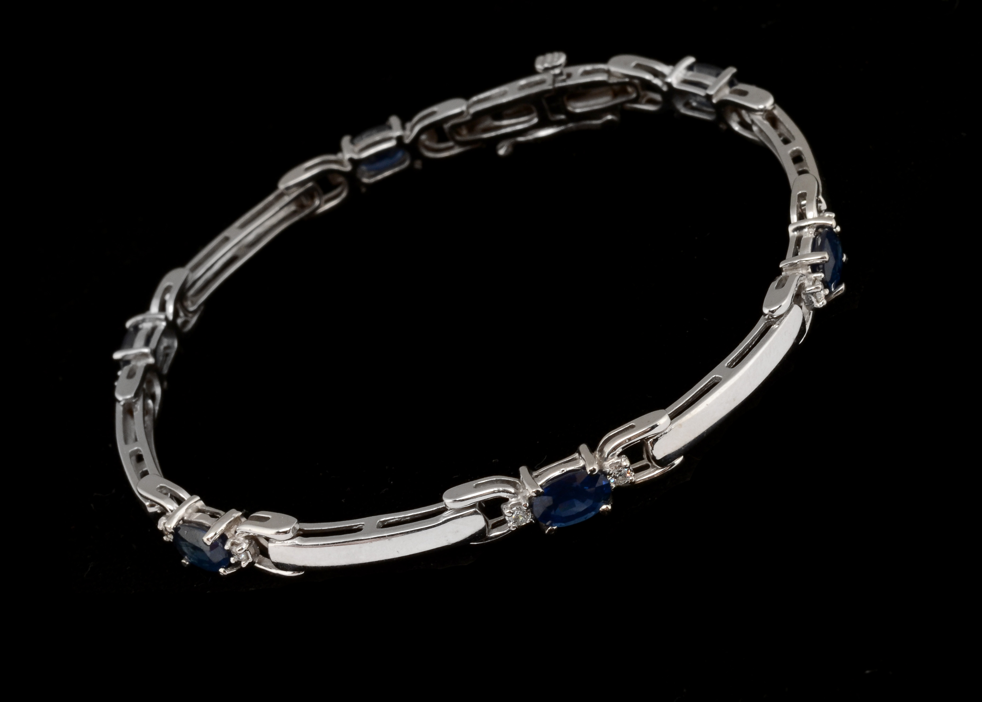 14K White Gold Sapphire and Diamond Bracelet