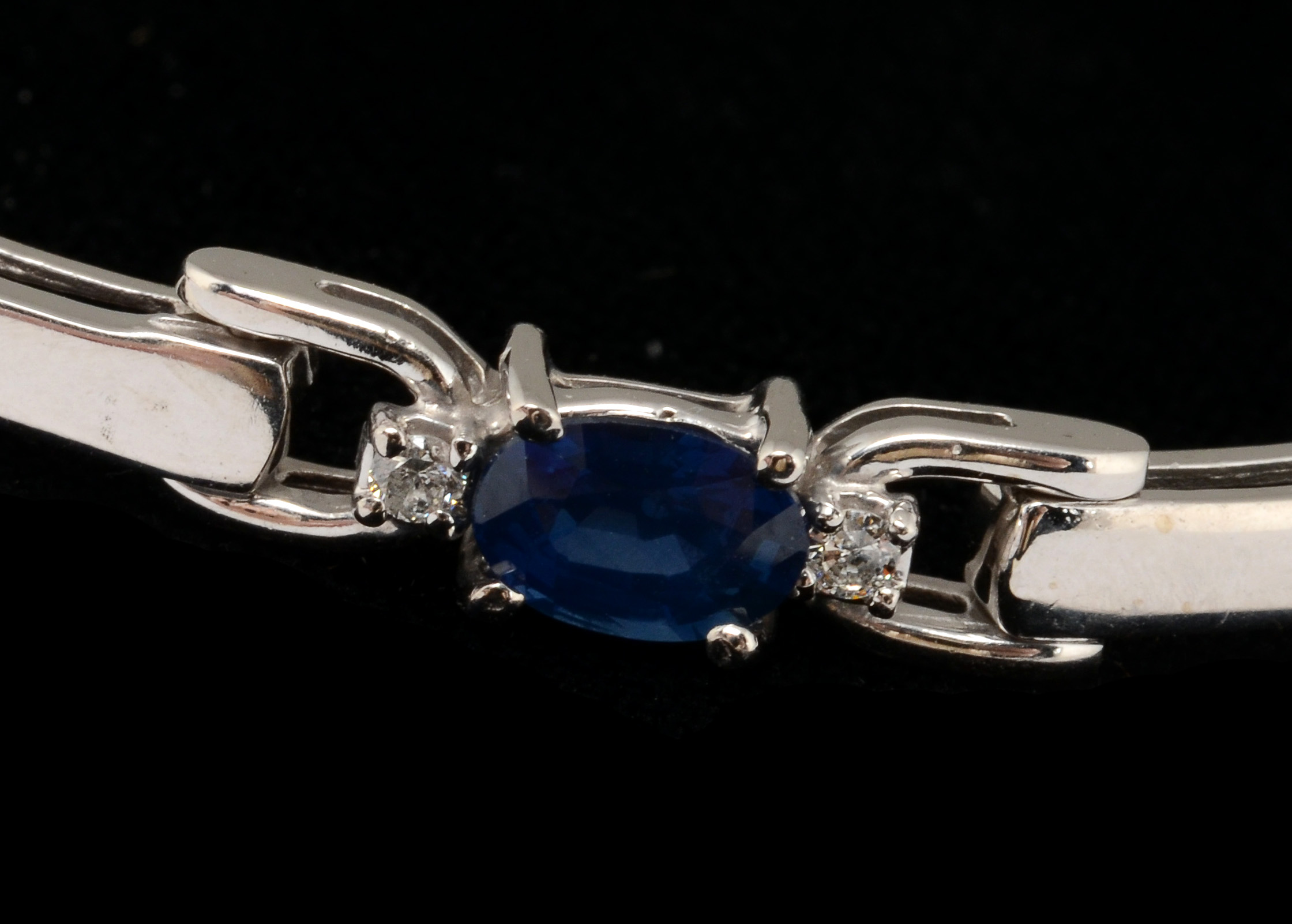 14K White Gold Sapphire and Diamond Bracelet