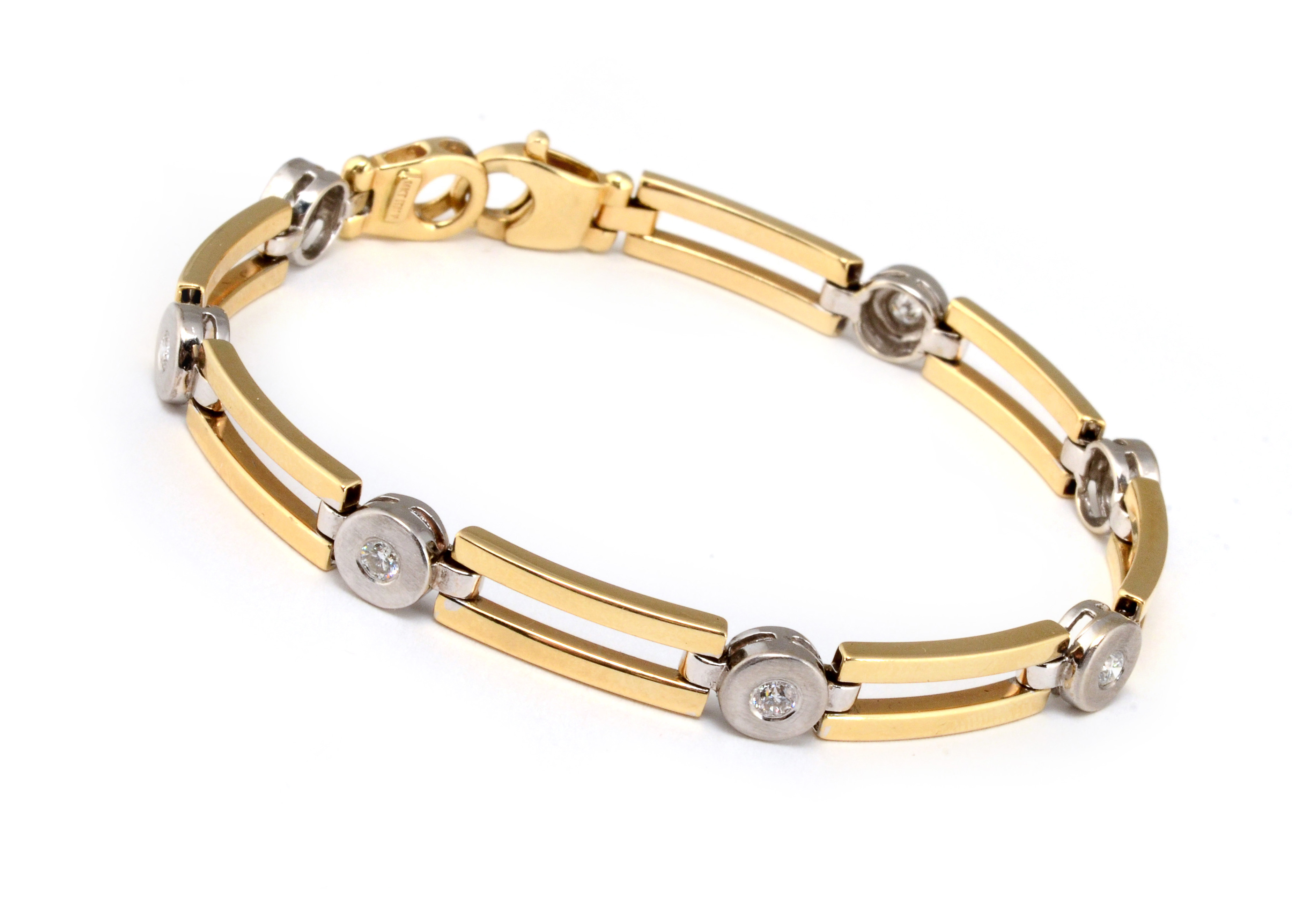 14K Yellow and White Gold Diamond Bracelet
