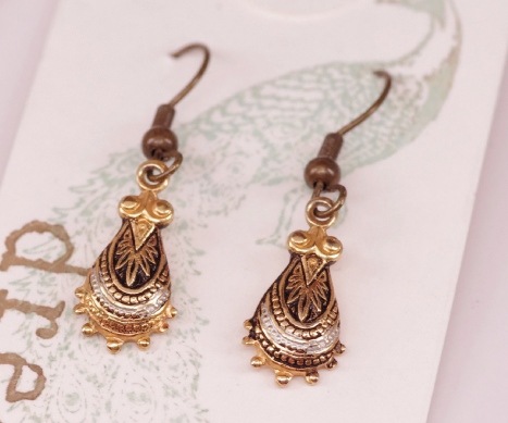 Vintage Costume Jewelry with Etched Amber Glass Bracelet