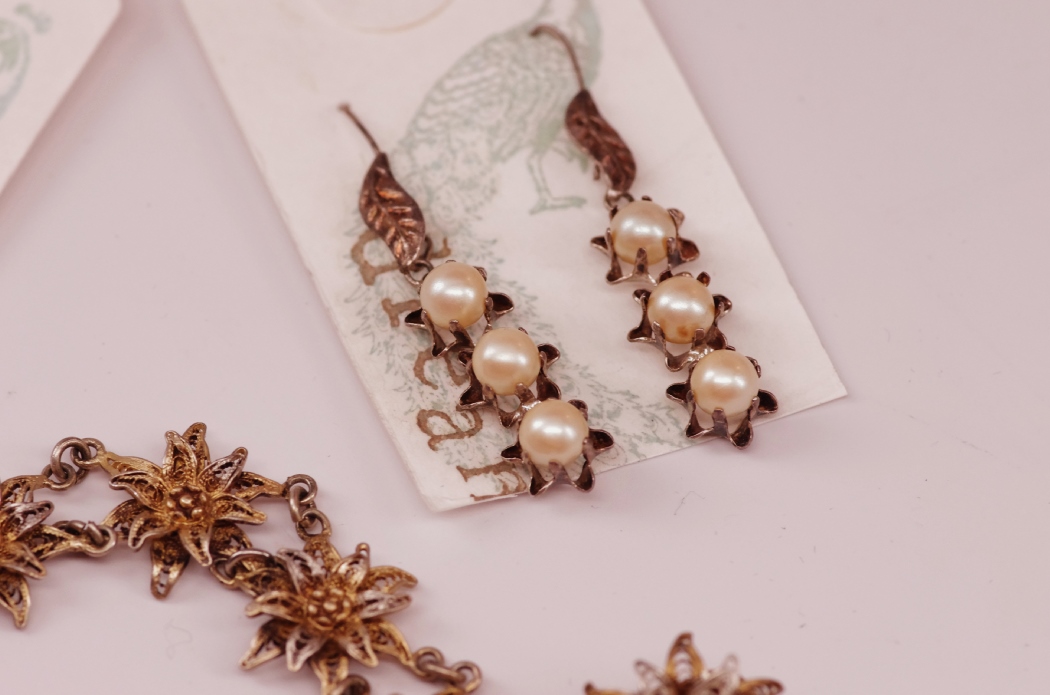 Vintage Costume Jewelry with Two Tone Filigree Detail