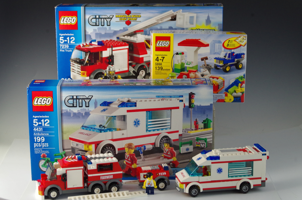 Lego 5898 "Cars," "Ambulance" and "Fire Truck" Sets