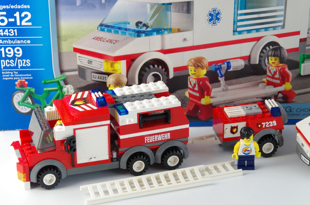 Lego 5898 "Cars," "Ambulance" and "Fire Truck" Sets