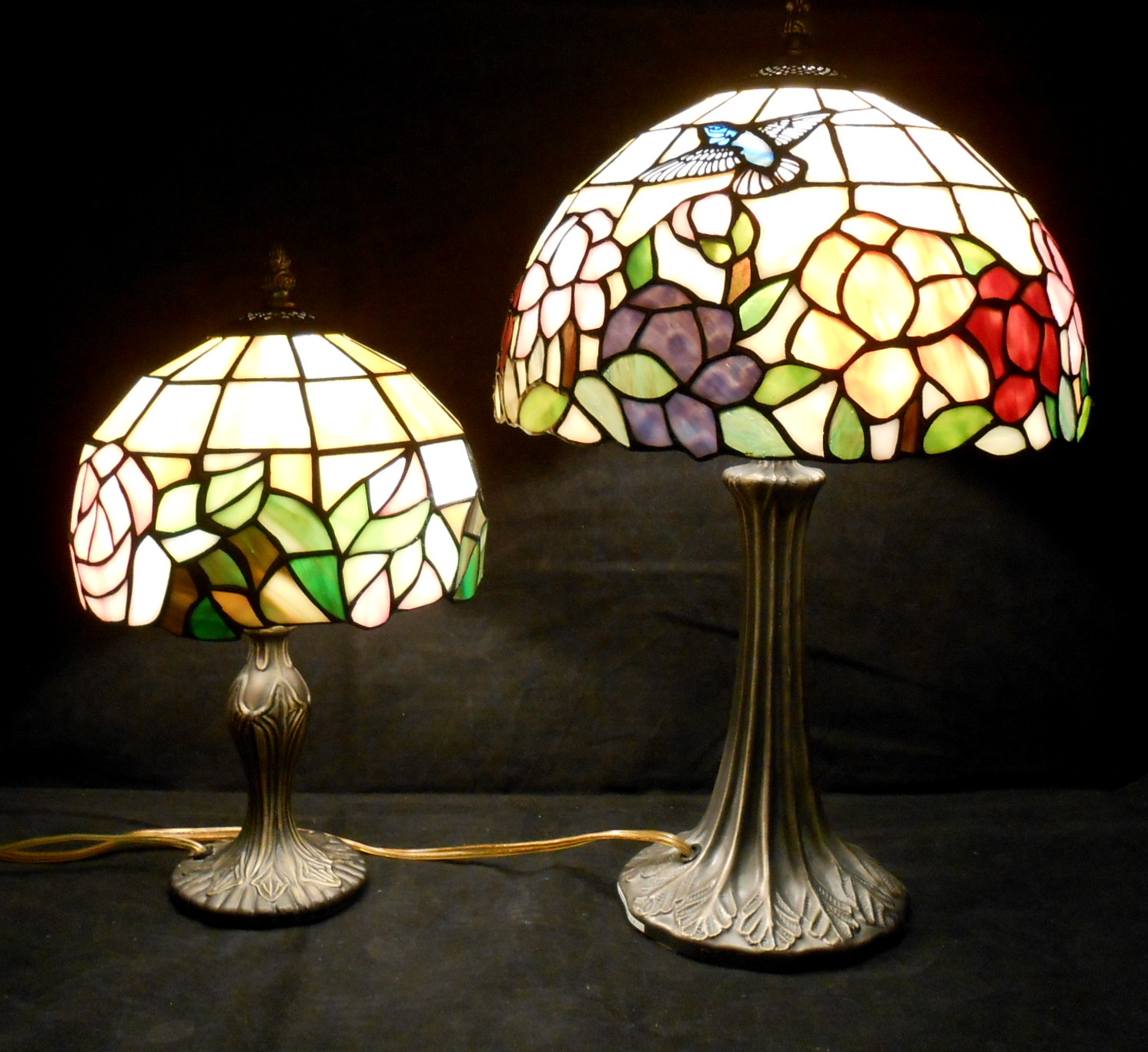 Dale Tiffany Hummingbird Accent Lamp and Rose Lamp