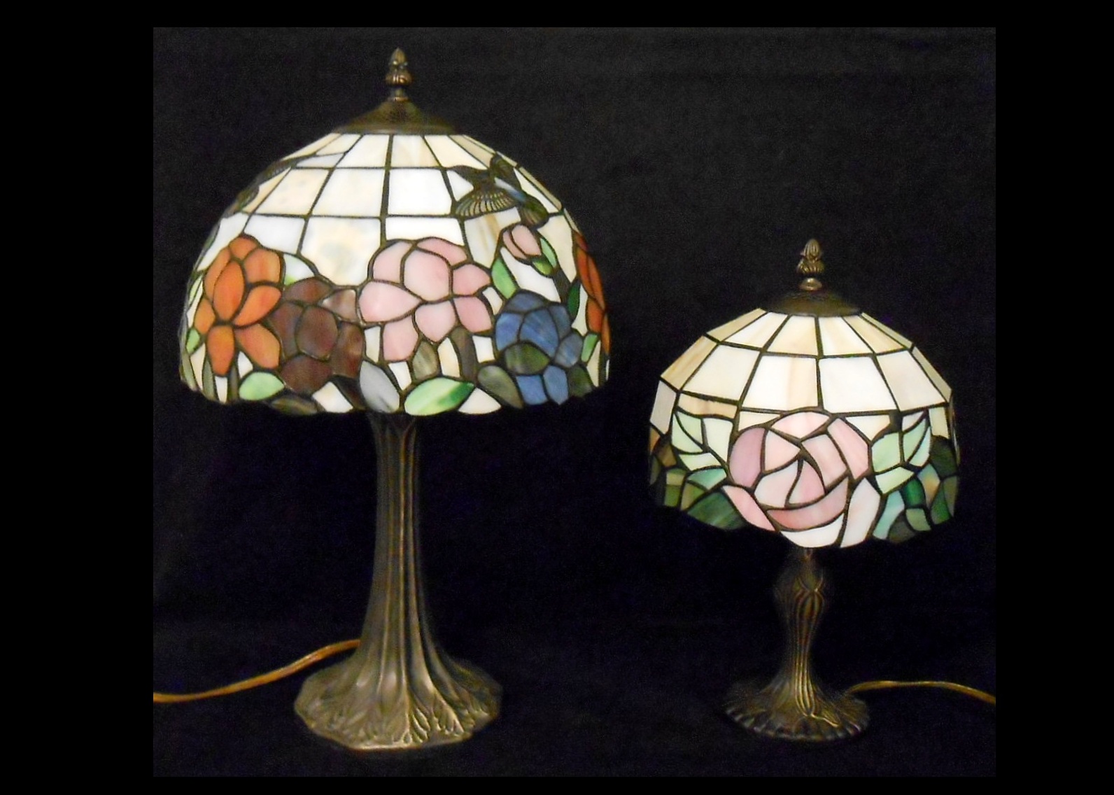 Dale Tiffany Hummingbird Accent Lamp and Rose Lamp