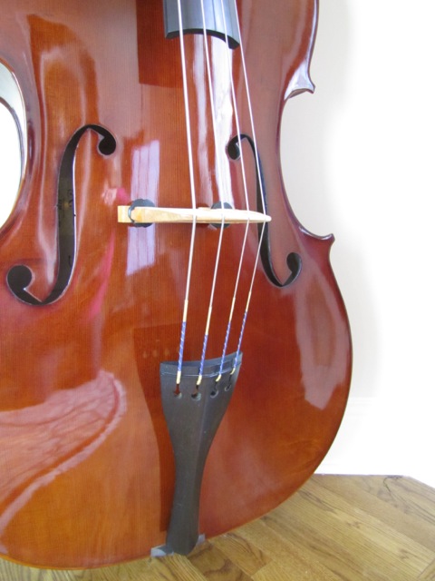 Custom Handmade Stand Up Bass with Bow and Padded Case & Buggy