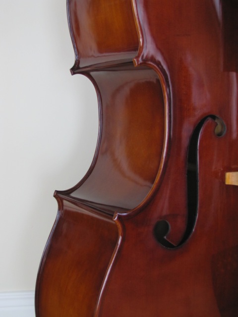 Custom Handmade Stand Up Bass with Bow and Padded Case & Buggy