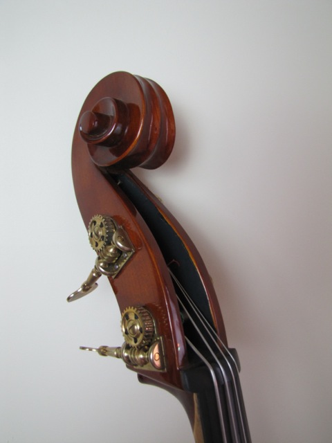 Custom Handmade Stand Up Bass with Bow and Padded Case & Buggy