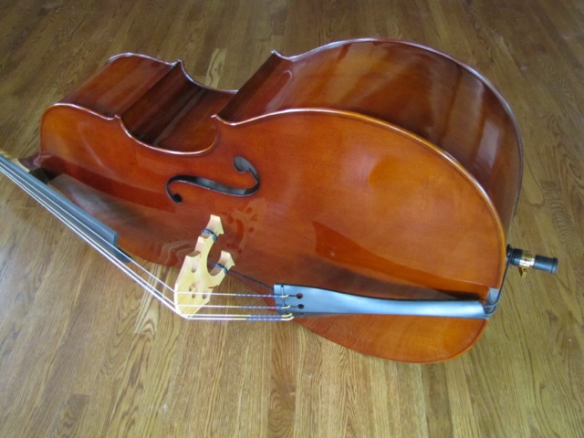 Custom Handmade Stand Up Bass with Bow and Padded Case & Buggy