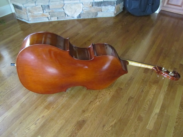Custom Handmade Stand Up Bass with Bow and Padded Case & Buggy