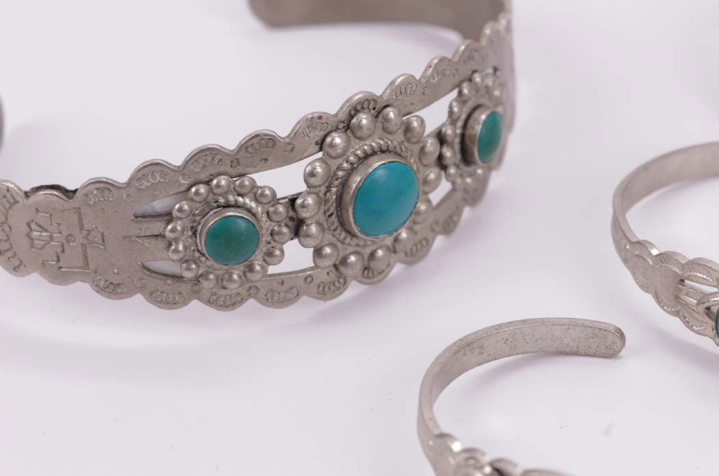 Collection of Navajo Bracelets, including Three infant Bracelets