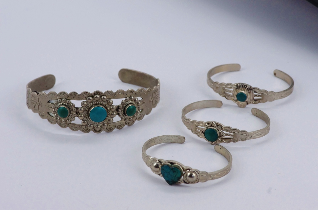 Collection of Navajo Bracelets, including Three infant Bracelets