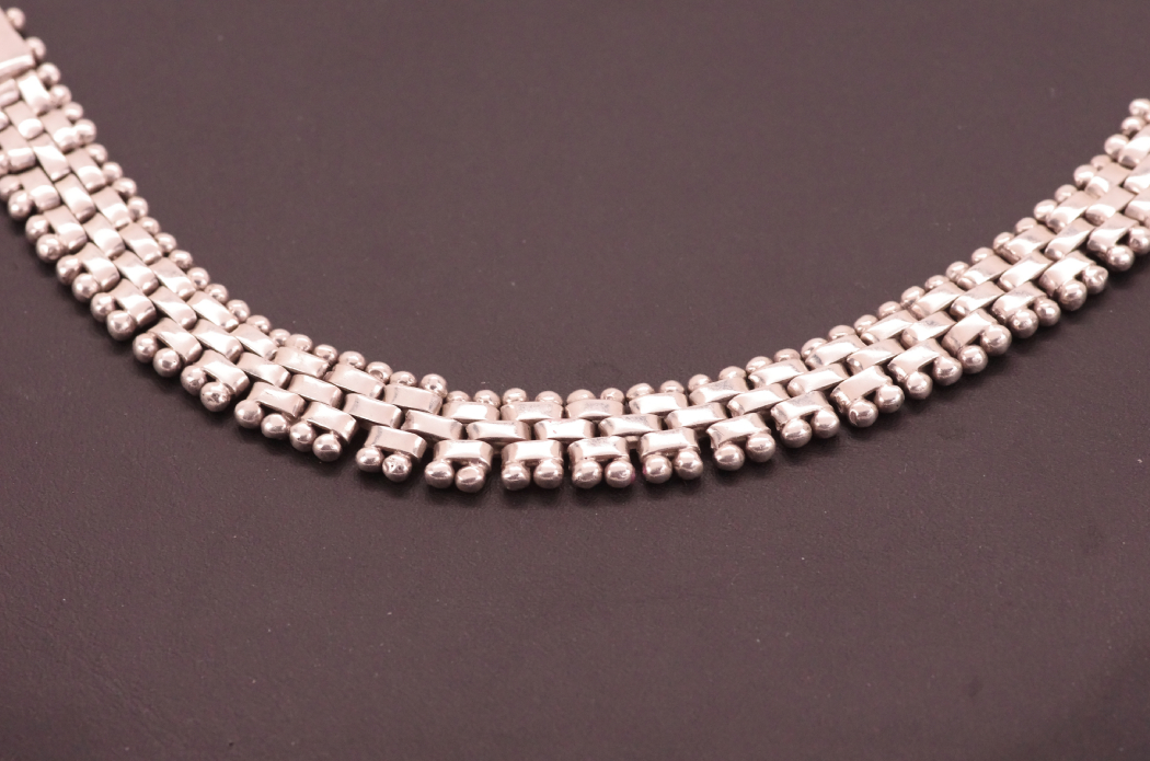 Sterling Silver Bracelet with Basket Weave Links