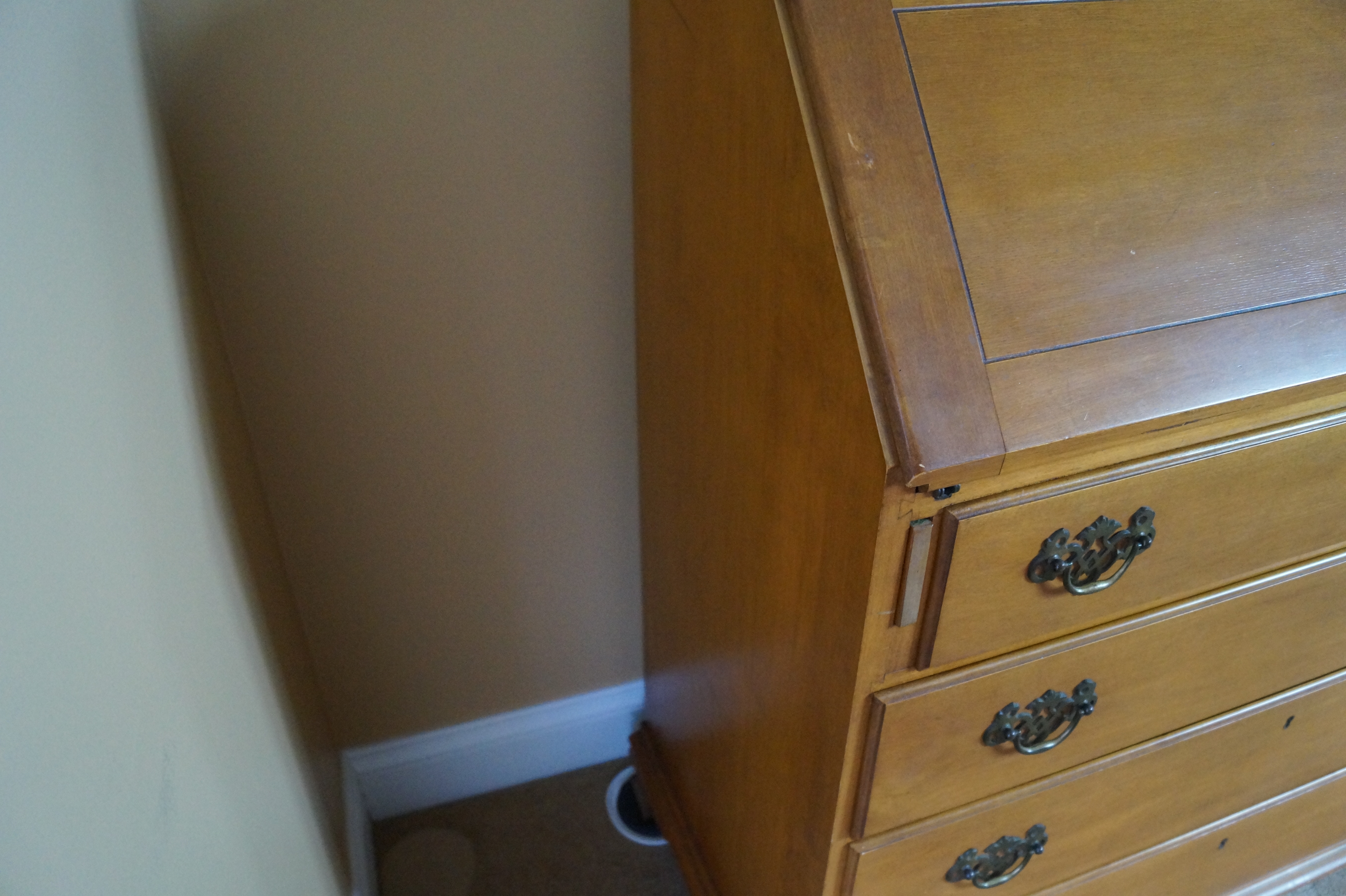 Vintage Old Meeting House Maple Drop Front Secretary Desk