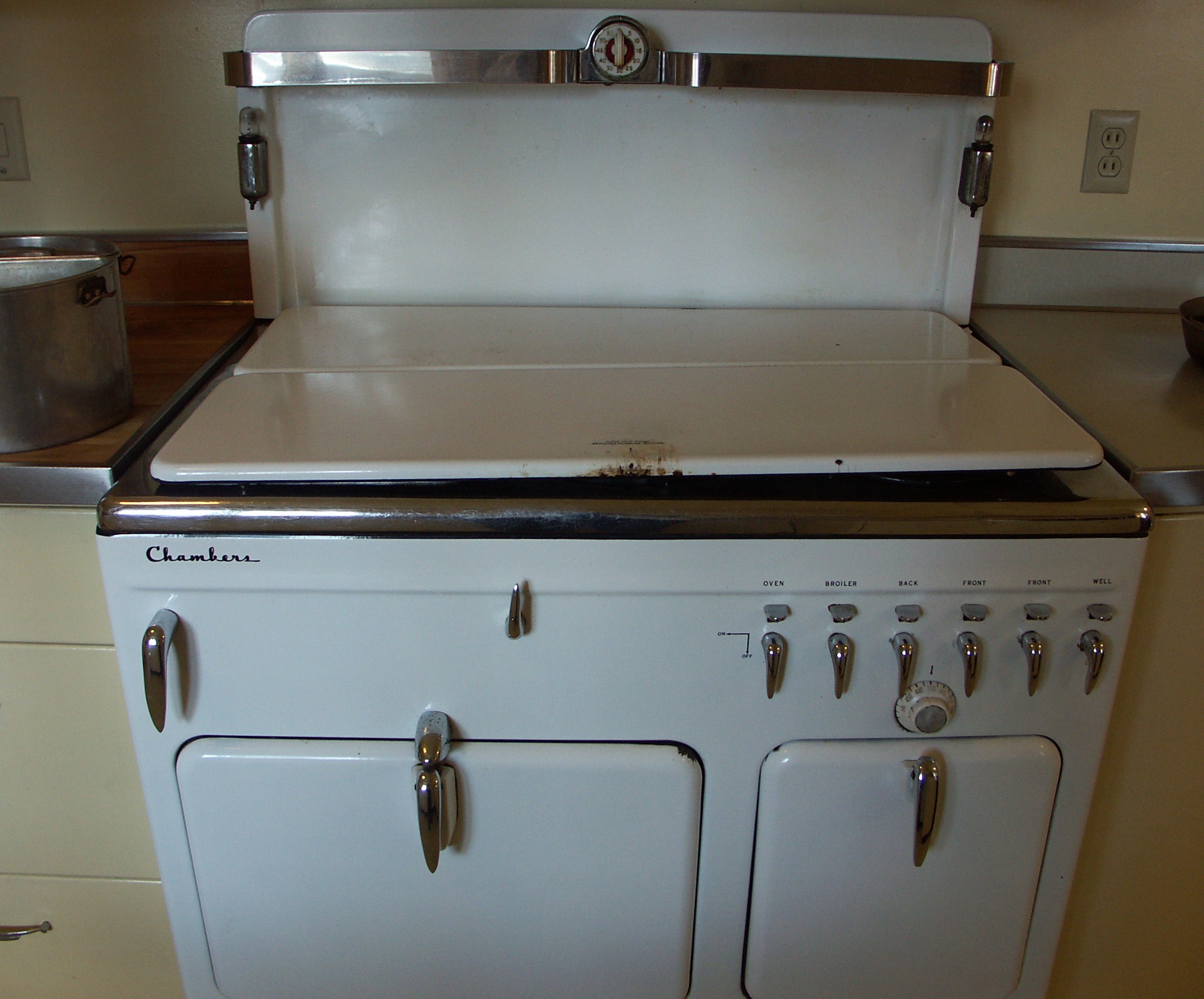 Vintage White Porcelain Chambers Gas Stove