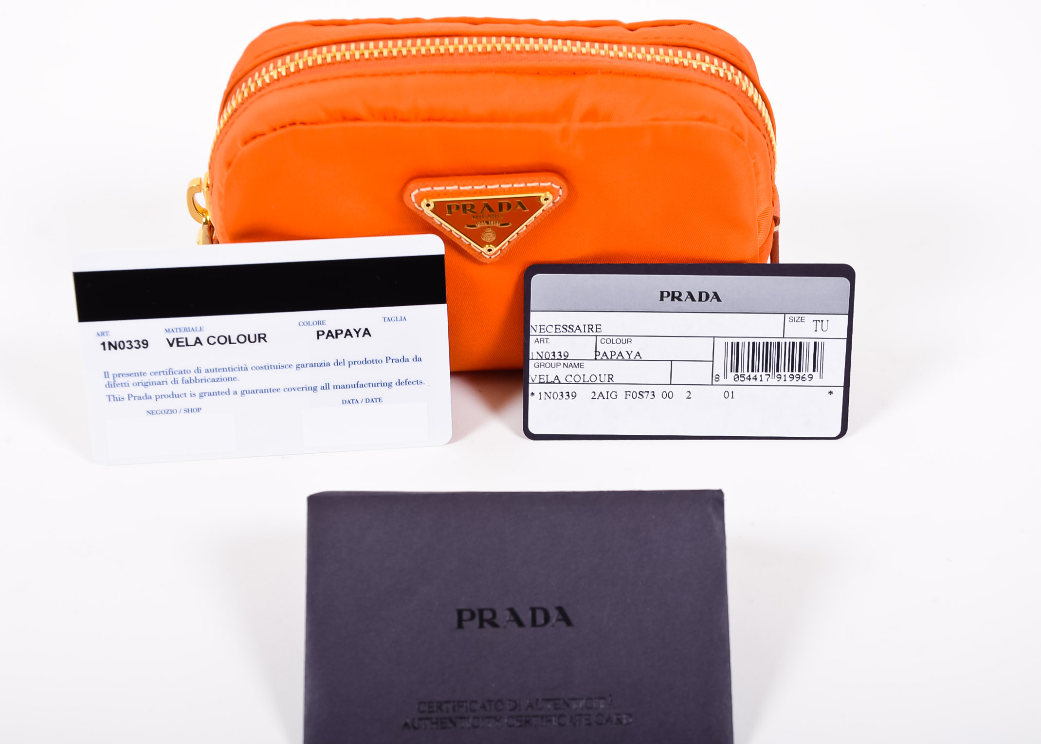Papaya Prada Zippered Pouch