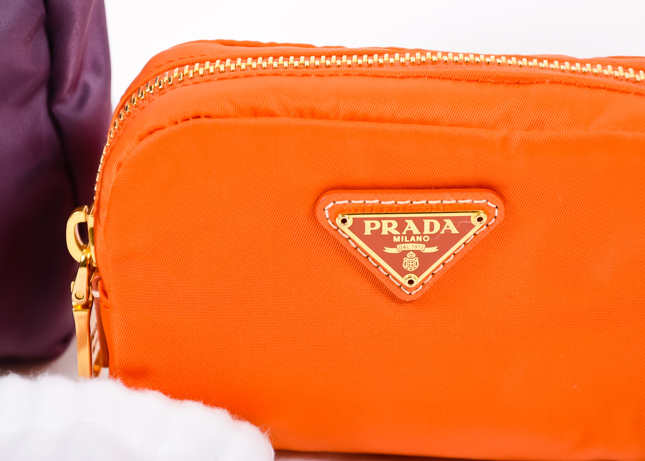 Papaya Prada Zippered Pouch