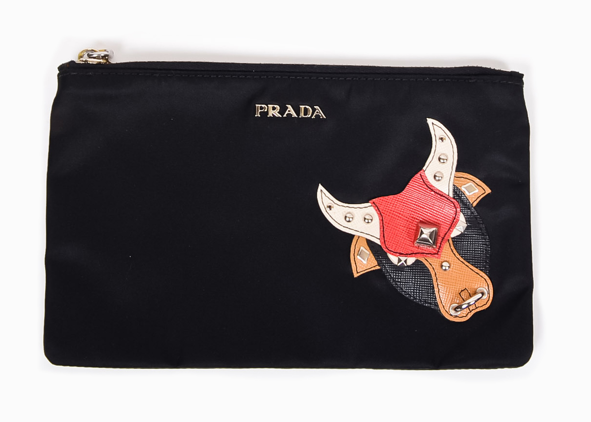 Prada Zippered Pouch with Bull