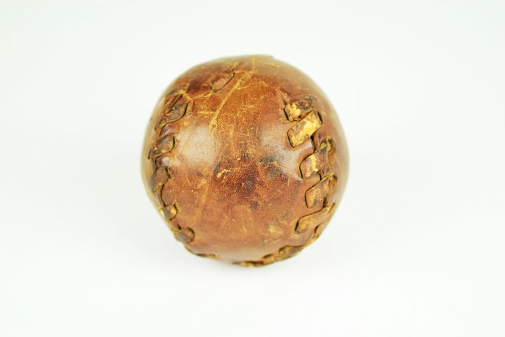 Circa 1880 Lemon Peel Leather Baseball, Totally Intact