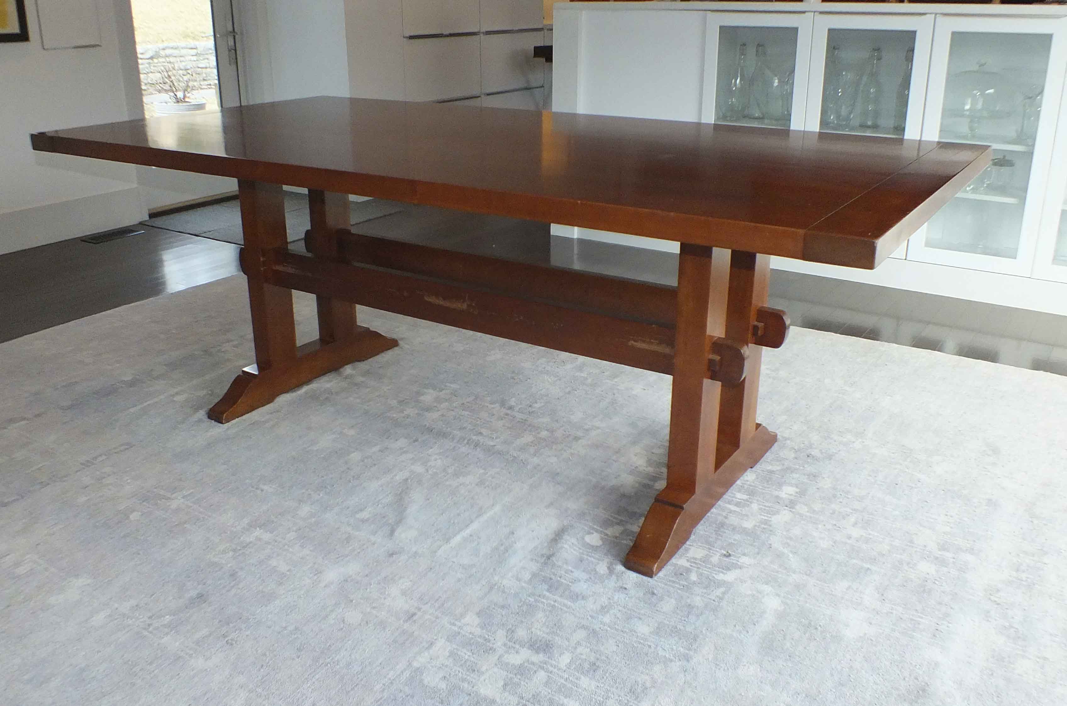 Robert Bergelin Custom Handcrafted Cherry Trestle Table