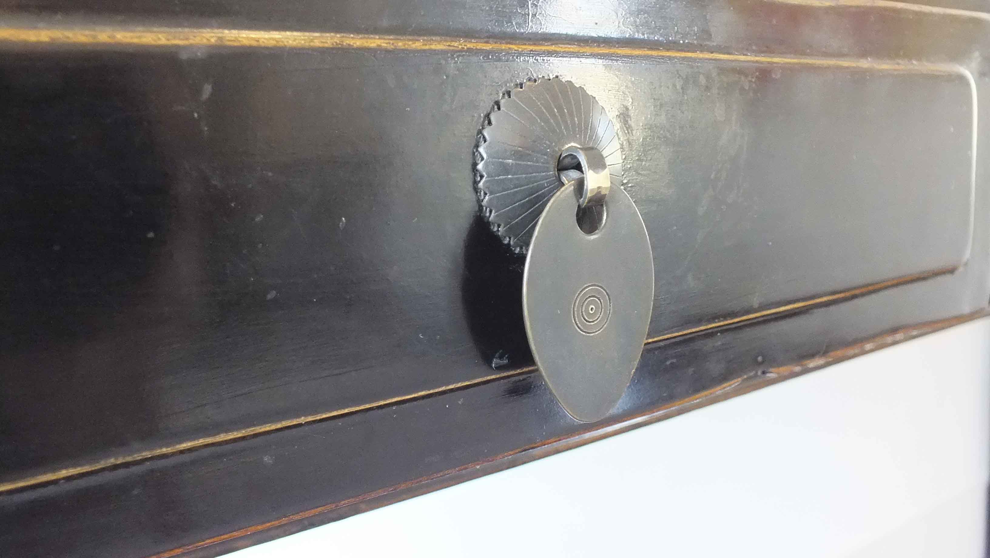 Asian Inspired Black Lacquered Console Table