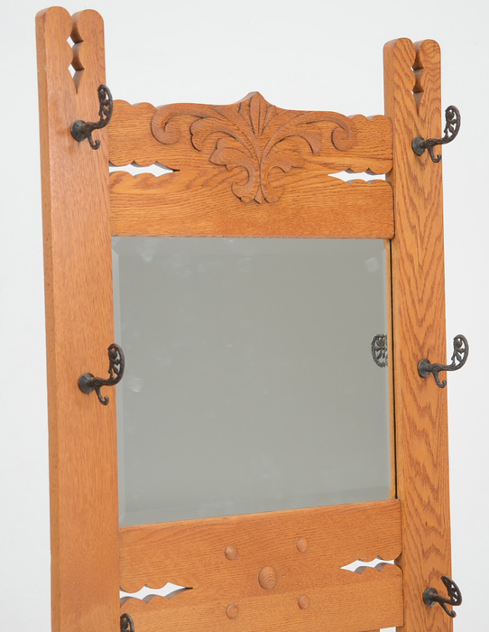 Late 19th Century Golden Oak Hall Tree Bench