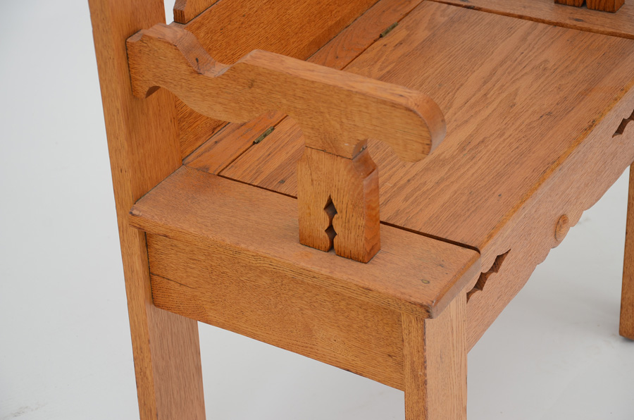Late 19th Century Golden Oak Hall Tree Bench