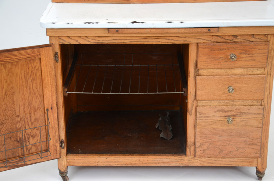 Oak Hutch with Enameled Top